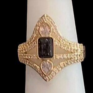 Bomb Party UNTAMED Ring Size 8 RG15807 "Snarl Softly" Black on Gold